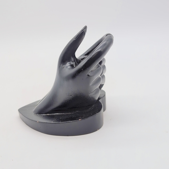 Black Heart And Hand Business Card Holder Gesture Sculpture - Picture 4 of 8